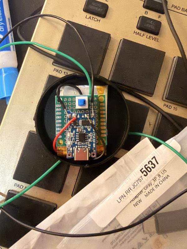 Small circuit board with attached wiring.